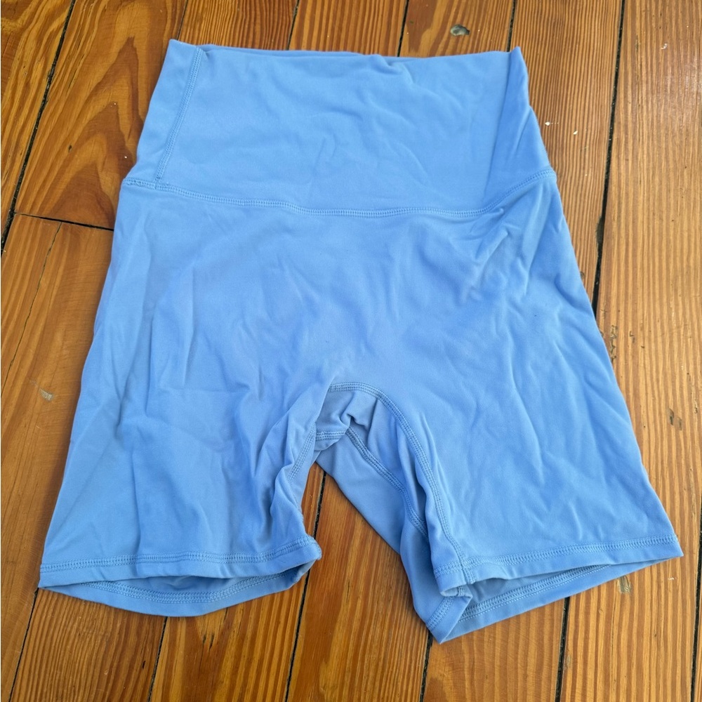 Light Blue High-Waisted Biker Shorts